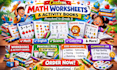 design math worksheets, activity book, workbook and printable PDF kids worksheet