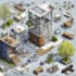 create a modern isometric objects and environment art
