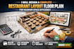 design a complete restaurant layout floor plan for maximum space