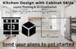 kitchen design and 3d rendering with cabinet sku specification in 2020 design