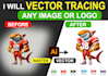 manually vector trace logo, image to vector, high quality