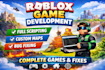 write full roblox script, develop roblox game, roblox map and fix bugs