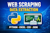 do python web scraping, data extraction and automation