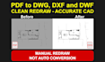 redraw PDF to autocad dwg, dxf clean and precise