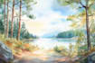 draw a watercolor landscape illustration