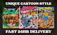 design custom cartoon poster and animated flyer