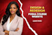 design, redesign podia online course website, promote whop store organically