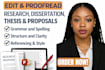 edit and proofread research, dissertation, thesis and proposals
