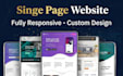 create single page website, one page website, custom website in html CSS js