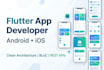 develop a flutter mobile app for android and ios with clean architecture