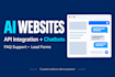 build a custom website with ai API integration and chatbot