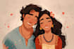 drawing a cartoon disney couple portrait