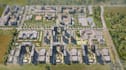 detailed site layout residential development,high rise building, driveway render