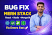 fix frontend and backend bugs in react next js and node js