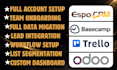 setup and automate your crm system in espocrm, odoo, basecamp and trello