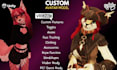 do custom vrchat furry avatar commission, vtuber model, 3d unity quest animaze