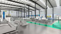 render modern steel factory, structural warehouse design, 3d interior rendering