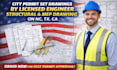 do city permit set drawing, licensed engineer, deck drawing patio addition tx,ca
