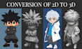 convert 2d image to 3d model 3d printable anime figure, 3d toys and miniatures
