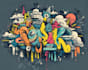 design graffiti wall art inspired digital illustrations
