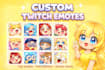 design custom twitch emotes, youtube emojis, kick and streamer emotes
