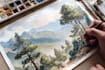 draw a watercolor landscape illustration