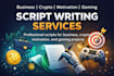 write engaging youtube scripts about business, crypto
