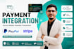 integrate paypal or stripe and fix payment gateway issues