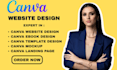 create stunning  website, canva landing page, business website