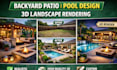 design backyard patio design, pool design and 3d landscape rendering