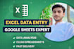 be your excel and google sheets expert and data analyst