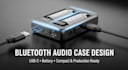 design compact bluetooth audio case with battery, usb c ,product ready enclosure