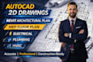create autocad and revit 2d architectural drawings with mep floor plan
