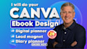do business canva ebook design, hyperlink digital planner editable diary planner