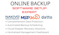 setup online backup software nakivo replication msp360 datto bcdr druva idrive