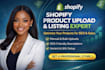 do shopify product upload product listing, product data entry