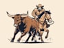western bull and horse rodeo logo