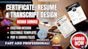 design, edit, redesign, resume, transcript, certificate, logo, letterhead design