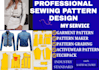 do sewing pattern design for clothing brand in PDF a0 a4 manufacture instruction
