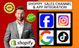 setup shopify sales channel facebook instagram google tiktok youtube simprosys