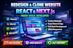 redesign copy clone website using react next js as mern stack developer