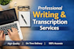 professional writing and transcriptionservices