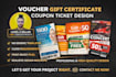 design professional rack card, voucher, gift certificate, coupon ticket