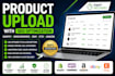 upload shopify, woocommerce, etsy and amazon products with SEO optimization
