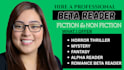 beta read romance, romantic fantasy, litrpg, arc reader, nonfiction beta reader