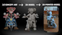 do custom 3d model for 3d printing, 3d printed model, action figure print, paint