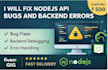 fix nodejs api bugs and backend errors