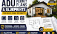 city permit blueprints architect, 2d floor plans, house, shed, adu, garage, deck