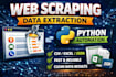 do web scraping and data extraction using python selenium and beautifulsoup