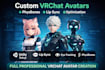 create, customize a professional vrchat avatar with physbones and full rigging